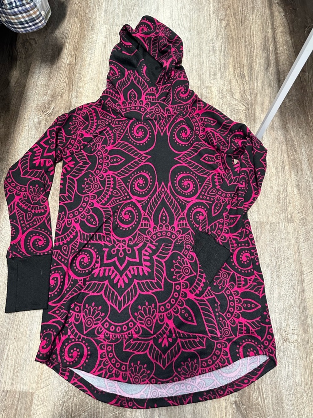 LuLaRoe Black and Hot Pink Hooded Sweater